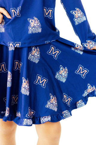 Montana State University Blue Bobcat Ruffle Twirl Skort