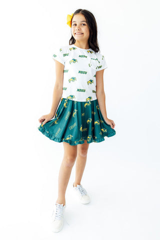 North Dakota State University Green Bison Ruffle Twirl Skort