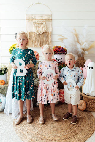 Hey Boo 3/4 Sleeve Pocket Twirl Dress