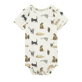 Cat Cotton Stretch Short Sleeve One Piece