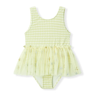 Green Gingham Ballet Skirt Swimsuit