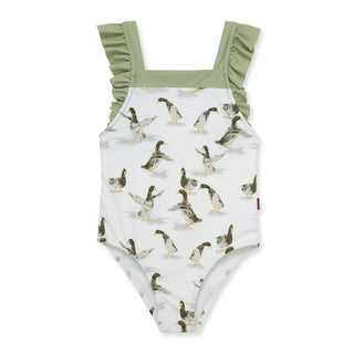 Duck Ruffle Square Neck Swimsuit