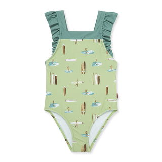 Summer Surf Ruffle Square Neck Swimsuit