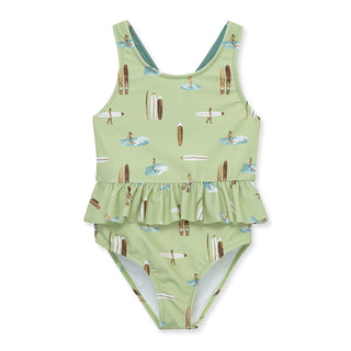 Summer Surf Ruffle Waist Suspender Swimsuit