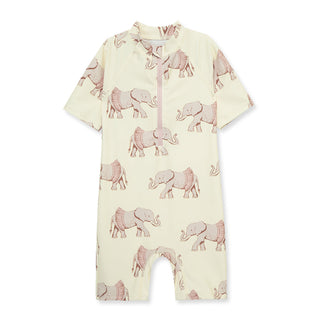 Tutu Elephant Zipper Short Sleeve Shortall Swimsuit
