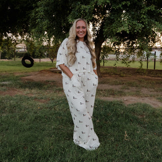 Women's Bamboo Crop Tee Lounge Set | Mallard