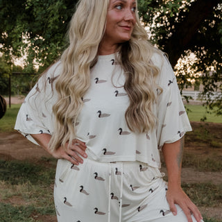 Women's Bamboo Crop Tee Lounge Set | Mallard