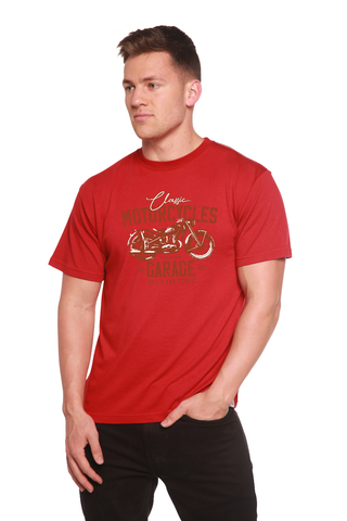 Motorcycles Garage Men's Bamboo Viscose/Organic Cotton Short Sleeve Graphic T-Shirt