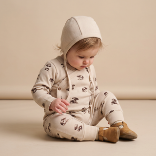 Organic Kimono Onesie & Pants Set - Mushroom