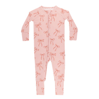 Coquette Bows Small Ribbed Zip Romper