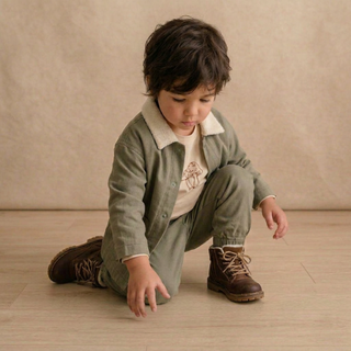 Organic Twill Button Jacket - Olive
