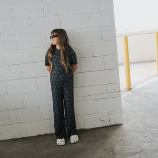 Child Boxy Tee Lounge Set | Smiley Ribbed