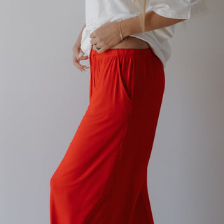 Women's Bamboo Wide Leg Pants | Cherry Red