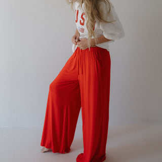 Women's Bamboo Wide Leg Pants | Cherry Red