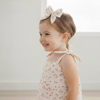 Organic Hair Bow Clip - Pink  Bloom