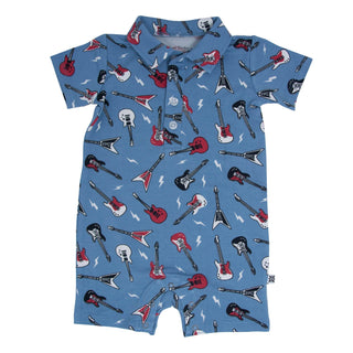 Polo Romper - Rock N Roll Blue