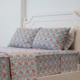 Quilted Blanket Aqua Floral