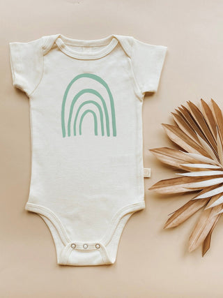 Rainbow Seafoam Organic Cotton Baby Bodysuit Short Sleeve
