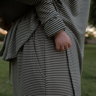 Women's Bamboo Button Up Lounge Set | Forest Stripe Ribbed
