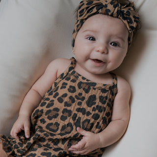 Muslin Sleeveless Tank Romper | Leopard