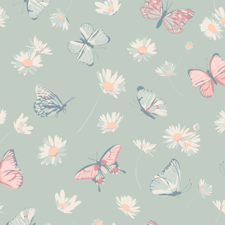 Mint Butterfly Daisy Bamboo Ruffle Baby Footie