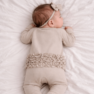 Ruffle Footie Oatmeal Rib