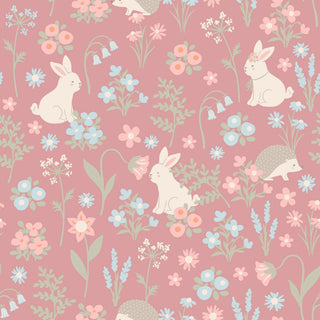 Pink Bunny Floral Baby Ruffle Footie