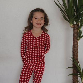 Bamboo Two Piece Pajamas | Scarlet Gingham