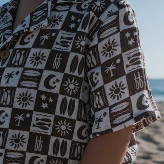 Short Sleeve Muslin Button Up | Summer Check