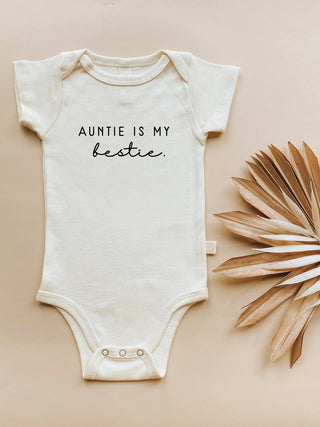 Auntie is my Bestie Organic Cotton Short Sleeve Baby Bodysuit