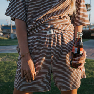 Women's Terry Short Set | Cola Stripe