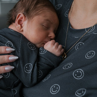 Bamboo Zip Pajamas | Smiley Ribbed