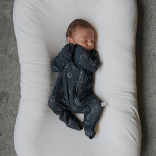 Bamboo Zip Pajamas | Smiley Ribbed