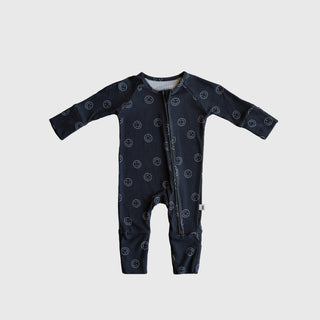 Bamboo Zip Pajamas | Smiley Ribbed