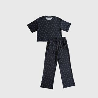 Women's Boxy Tee Lounge Set | Smiley Ribbed
