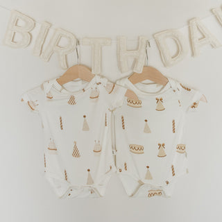 Short Sleeve Bamboo Snapsuit | Birthday Girl