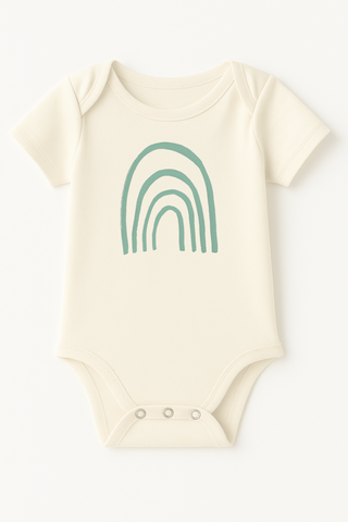 Rainbow Seafoam Organic Cotton Baby Bodysuit Short Sleeve