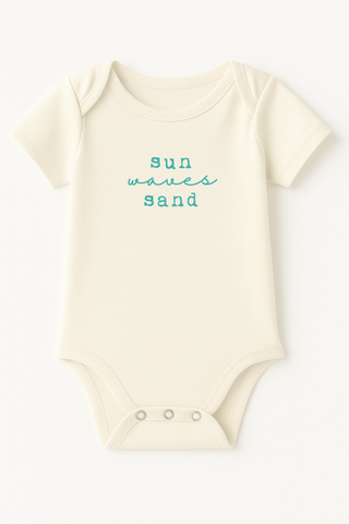 Sun Waves Sand Seafoam Organic Cotton Short Sleeve Baby Bodysuit