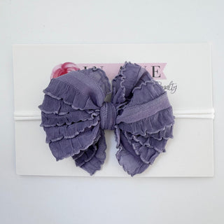 Steel Lavender | Skinny Mini Nylon Ruffled Baby Headband