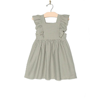 Flutter Tank Dress- Steel Stripe
