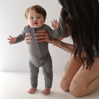 Bamboo Zip Pajamas | Street Micro Check