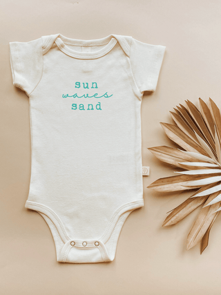 Sun Waves Sand Seafoam Organic Cotton Short Sleeve Baby Bodysuit
