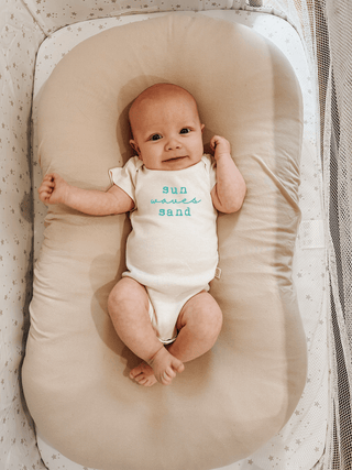 Sun Waves Sand Seafoam Organic Cotton Short Sleeve Baby Bodysuit