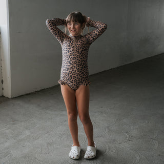 *PRE-ORDER* Girl's Long Sleeve Swimsuit | Leopard