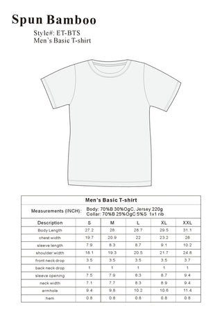 Clearance Men's Bamboo Short Sleeve T-Shirt - Classic Cut