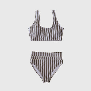 Women's Two Piece Swimsuit | Olive Stripe