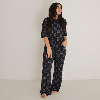 Women's Boxy Tee Lounge Set | Flaming Hearts