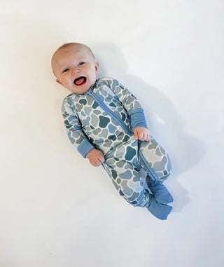 Watercolor Bamboo Camo Zip Pajamas