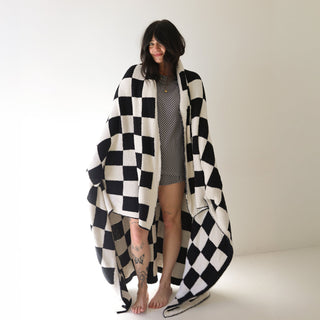 Plush Blanket  | Black & White Checkerboard