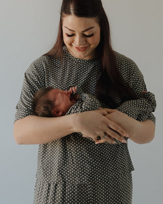 Bamboo Zip Pajamas | Green Flowers